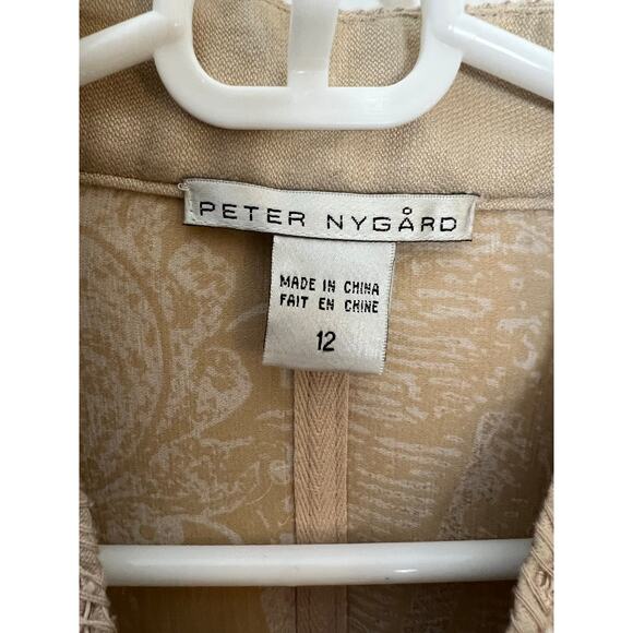 Peter Nygard Women's 12 Jacket Beige Embroidered Filigree Hook and Eye Floral - Picture 3 of 12